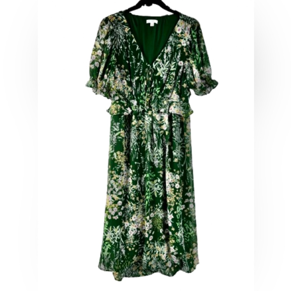 LC Lauren Conrad Floral Green Midi Dress